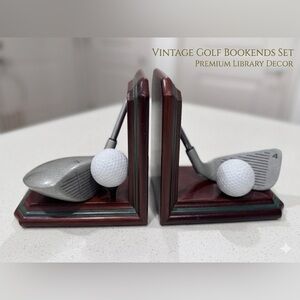 Vintage-Style Figi Golf Club & Ball Wooden Bookends - Set of 2
